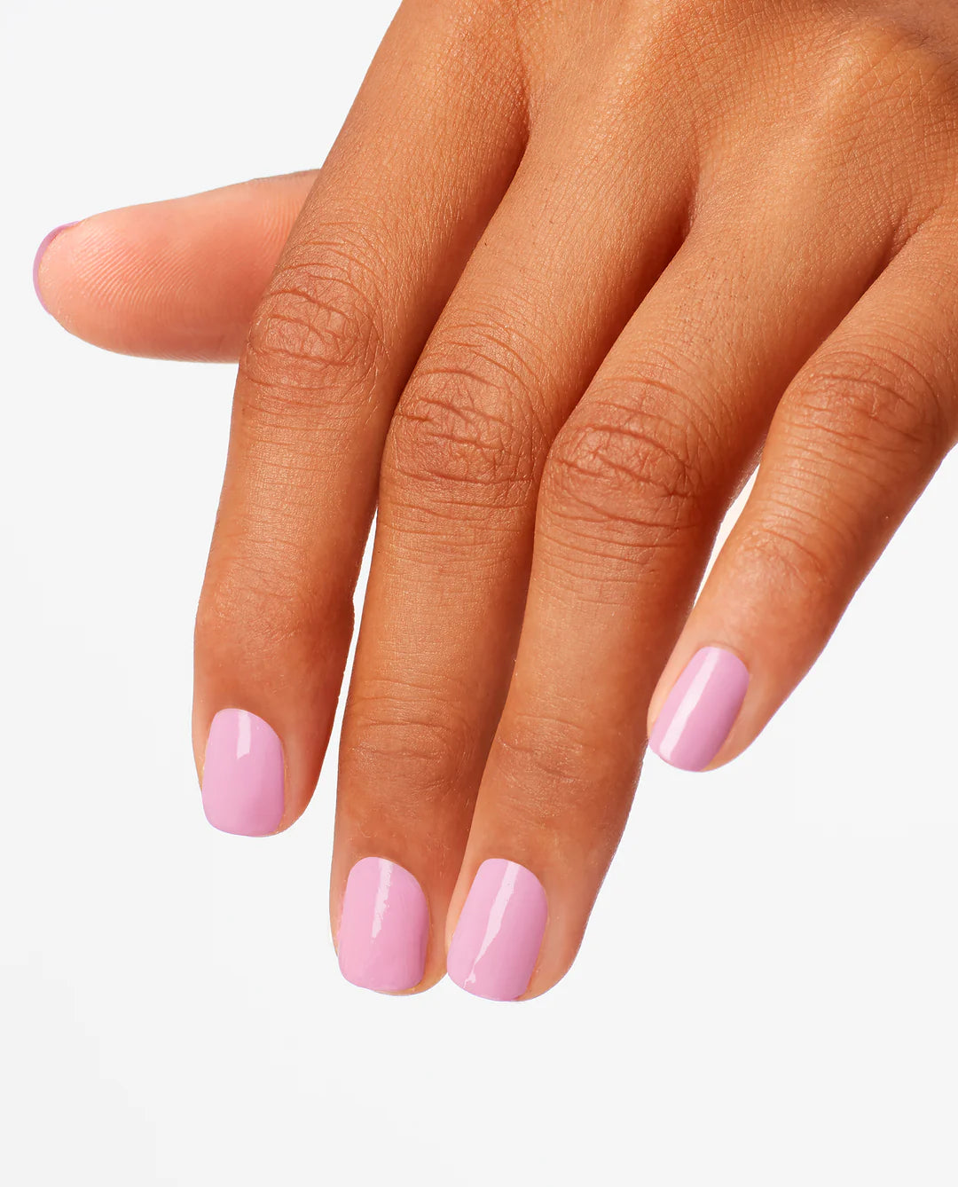 OPI Intelli GelColor Lucky Lucky Lavender gel nail polish applied on nails with a soft lavender shade and glossy finish.