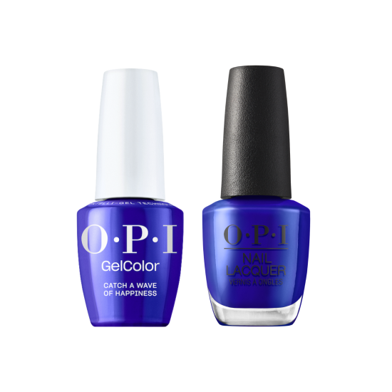 OPI Pro Health GelColor and matching lacquer duo in Catch a Wave of Happiness GCS075, vibrant gel nail polish and coordinating nail lacquer