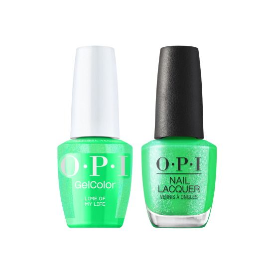 OPI ProHealth GelColor and matching lacquer in Lime Of My Life GCS078, vibrant lime green gel nail polish and coordinating nail lacquer