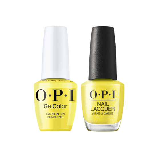 OPI Pro Health GelColor and matching lacquer in Paintin' on Sunshine!, vibrant yellow gel nail polish and lacquer duo.