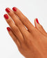 OPI Intelli GelColor Red Hot Rio gel nail polish bottle with vibrant red color and brand label visible.