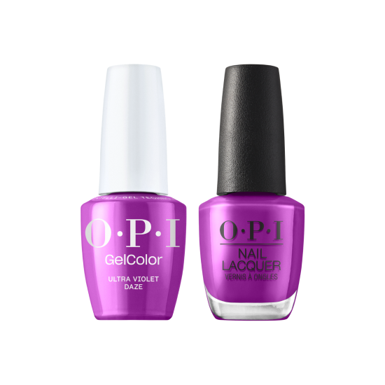 OPI ProHealth GelColor and matching lacquer duo in Ultra Violet Daze, vibrant purple gel nail polish and coordinating nail lacquer
