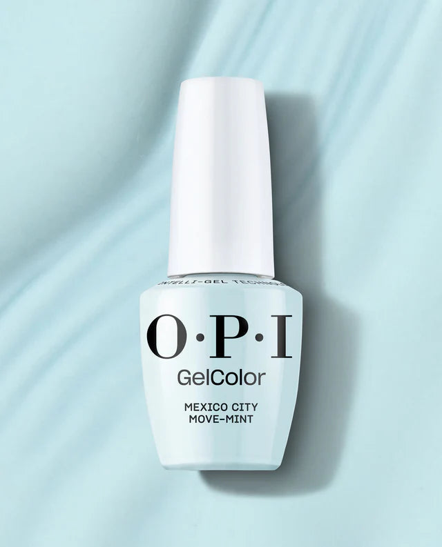 OPI Intelli GelColor Mexico City Move-Mint gel nail polish in vibrant mint green shade, glossy finish, for manicures and nail art.