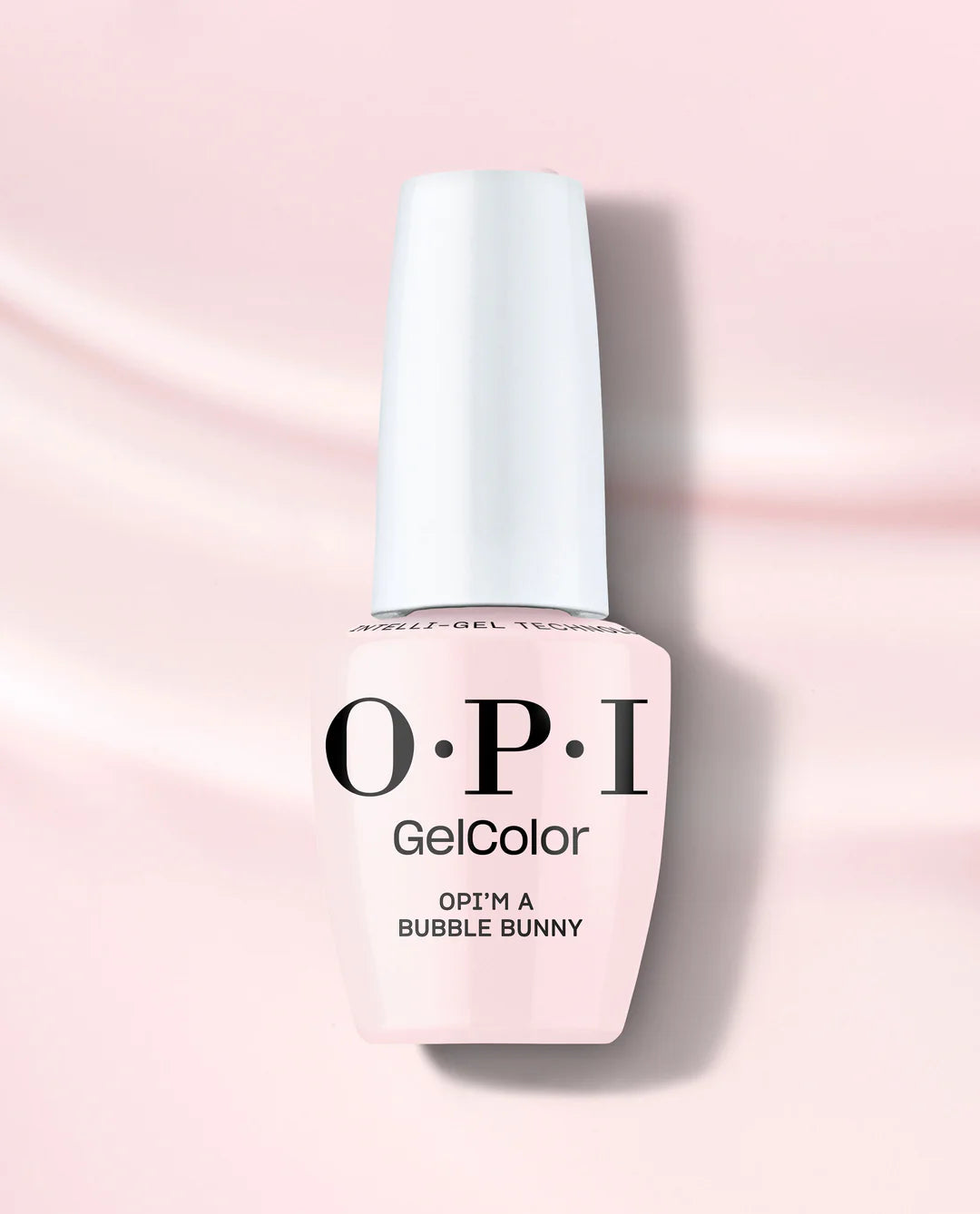OPI Intelli GelColor gel nail polish in OPI’m a Bubble Bunny GCS061 with a glossy, pastel pink finish and smooth application.