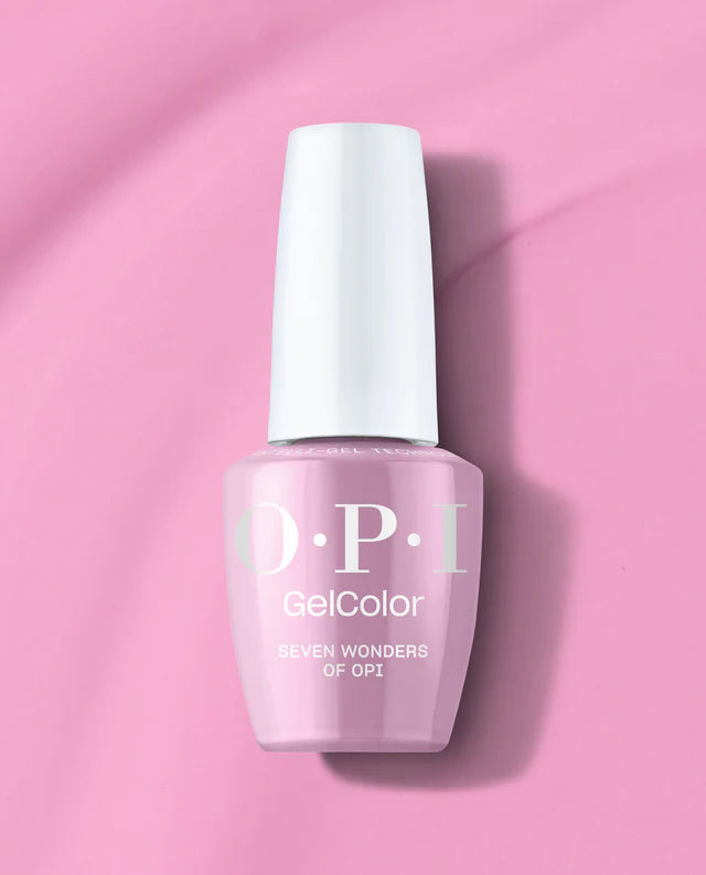 OPI Intelli GelColor Seven Wonders of OPI gel nail polish in vibrant, shiny purple shade with smooth, glossy finish.
