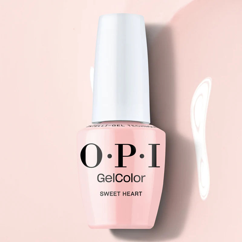 OPI Intelli GelColor Sweet Heart gel nail polish in a soft pink shade, displayed in a bottle with a white cap.