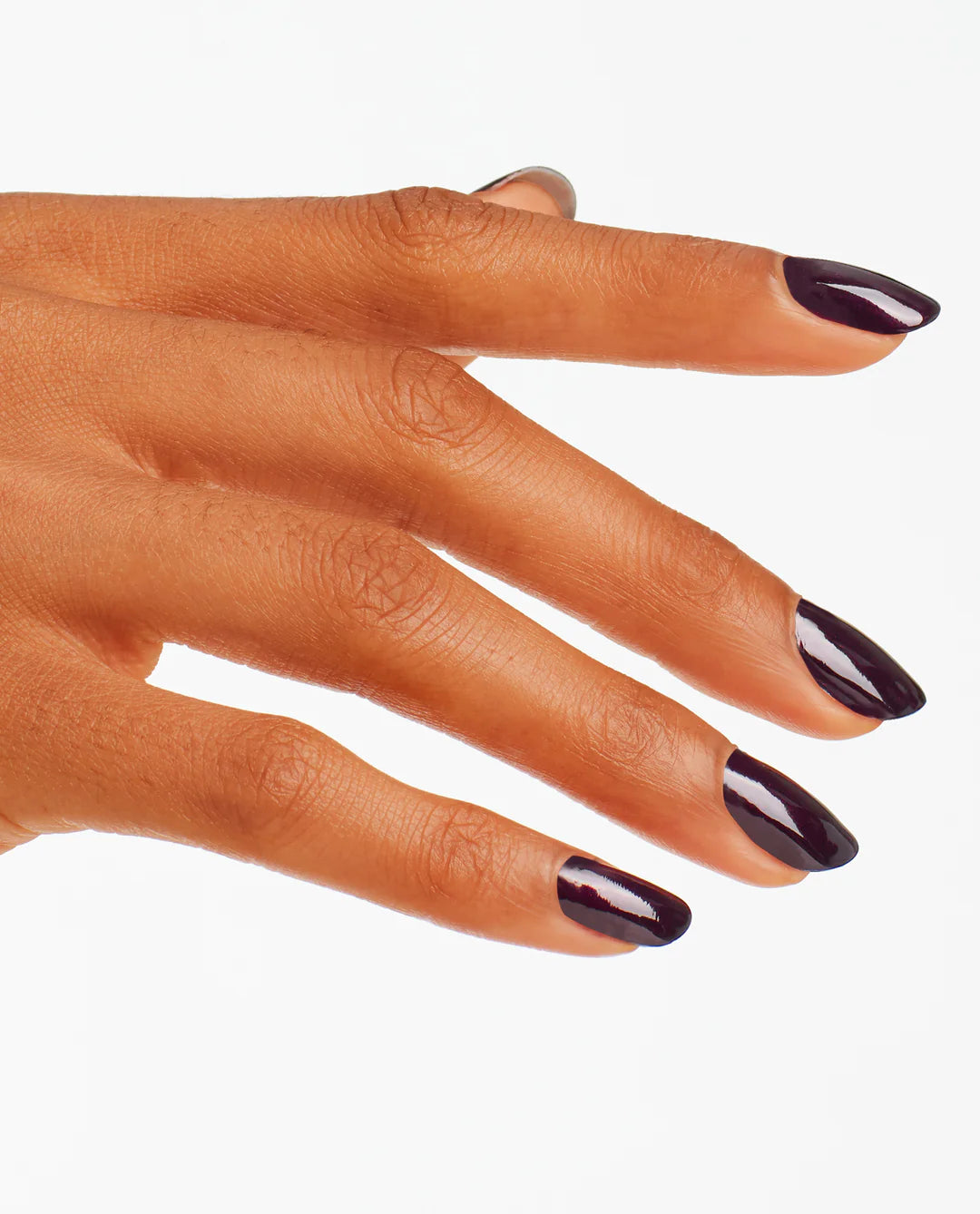 OPI Nail Polish in Black Cherry Chutney shade, showcasing deep cherry-red color with glossy finish and smooth brush application.