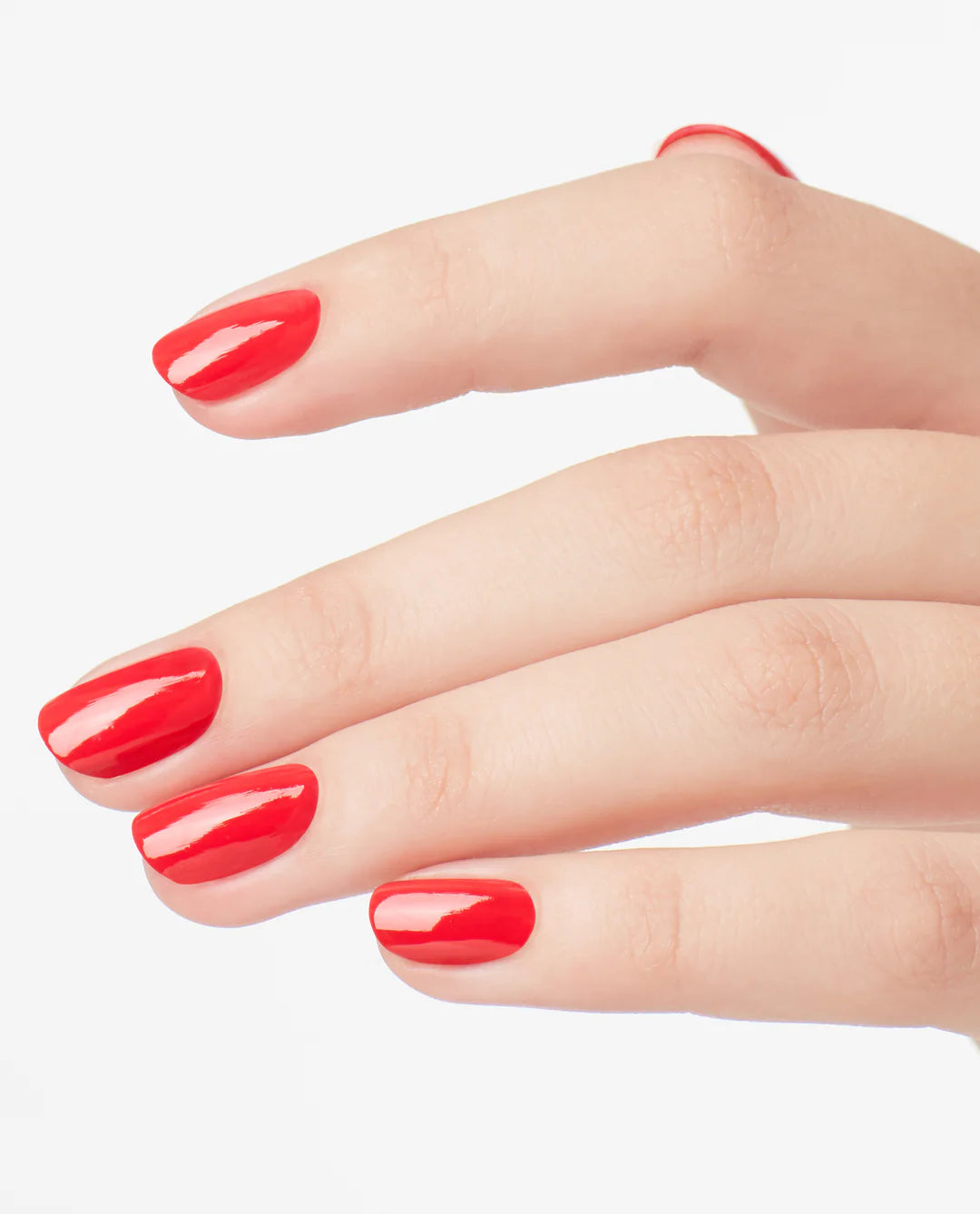 OPI Nail Polish in Cajun Shrimp shade, vibrant coral-orange color, glossy finish, displayed in a bottle with brand label.