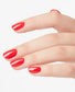 OPI Nail Polish in Cajun Shrimp shade, vibrant coral-orange color, glossy finish, displayed in a bottle with brand label.