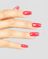 OPI Nail Polish in Charged Up Cherry, vibrant red shade, glossy finish, displayed in a sleek nail polish bottle.