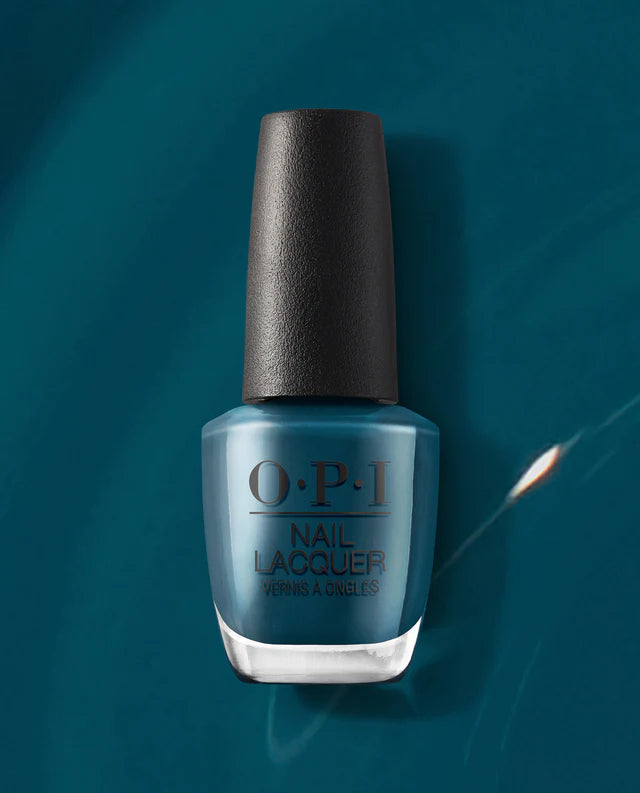 OPI Nail Polish in Drama at La Scala NLMI04 showing a sleek bottle with deep, rich nail lacquer color and branding details.