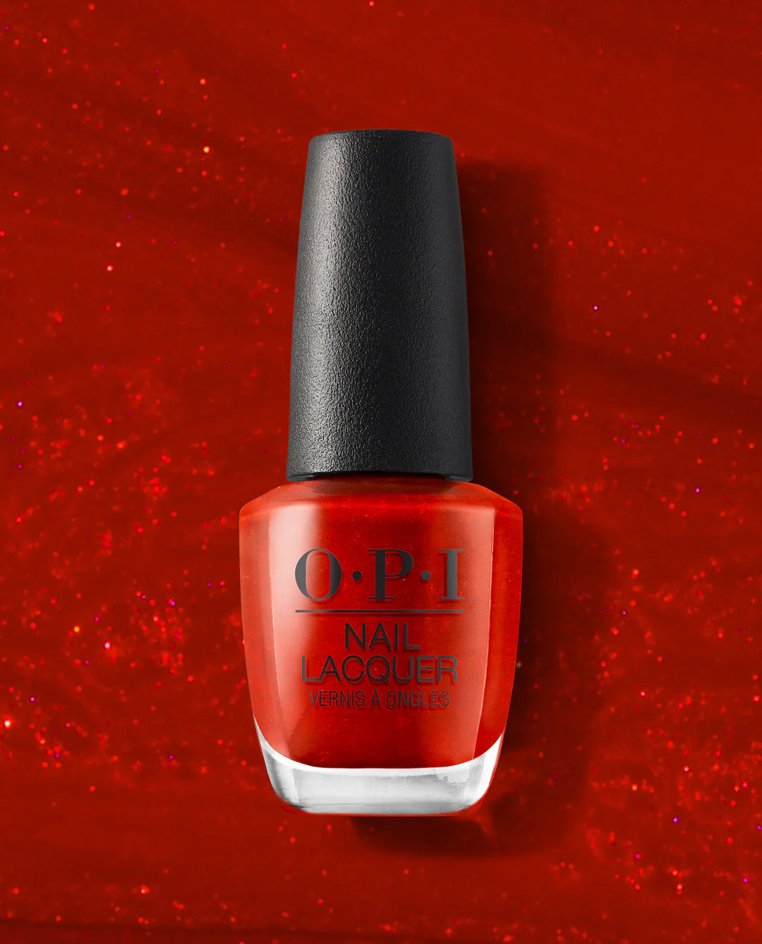 OPI Nail Polish Gimme A Lido Kiss #V30, vibrant coral-orange nail lacquer in sleek bottle.