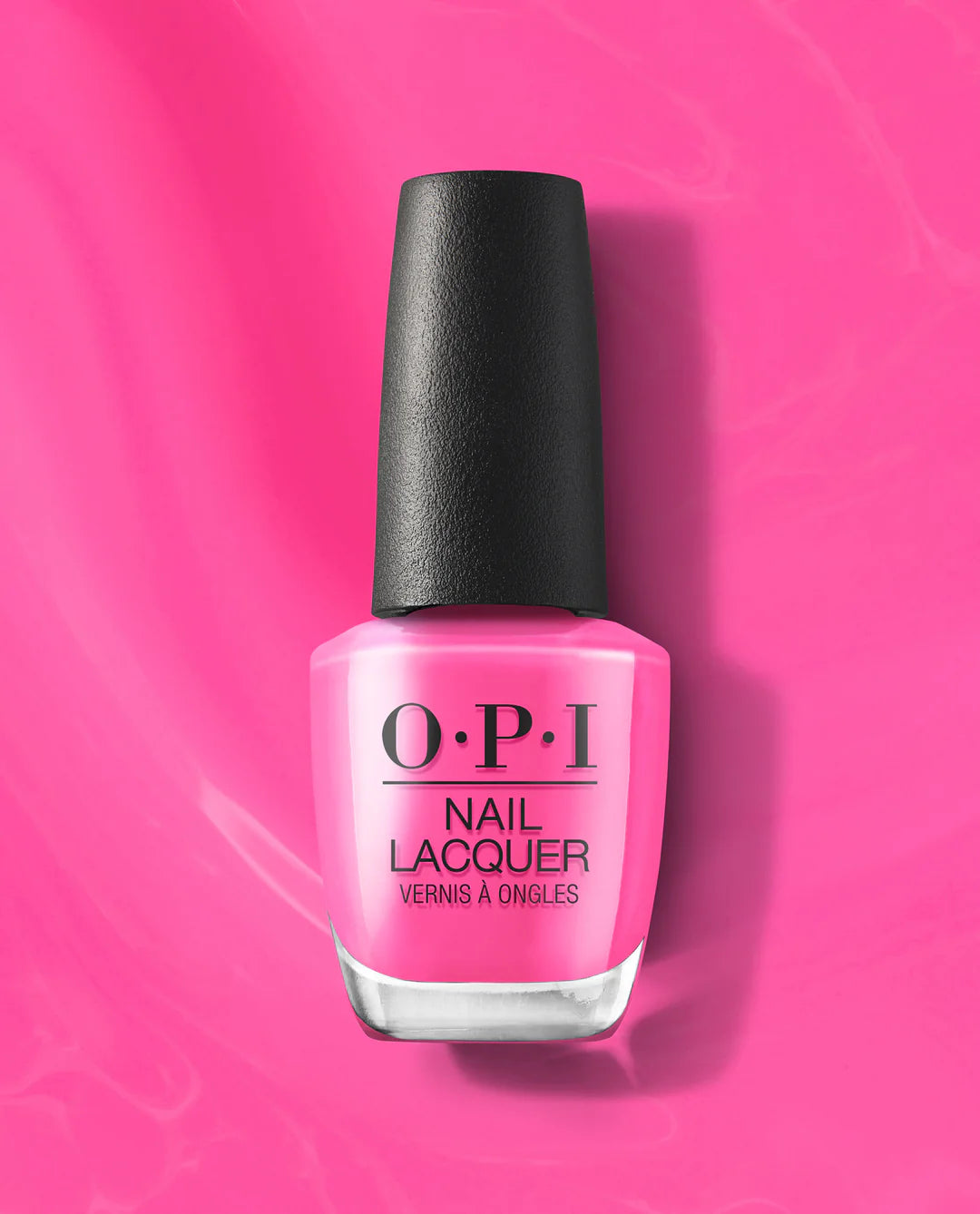 OPI Nail Polish Go with the Floatie NLS082, vibrant coral nail lacquer with glossy finish, displayed in a sleek bottle.