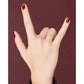 OPI Nail Polish in Got The Blues For Red, vibrant red nail color bottle with brand label and cap, glossy finish visible.