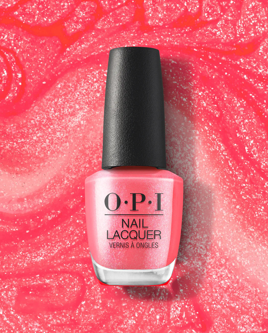 OPI Nail Polish in If U Like Pinka Coladas NLS083, vibrant pink nail lacquer in a sleek bottle, ready for manicures.