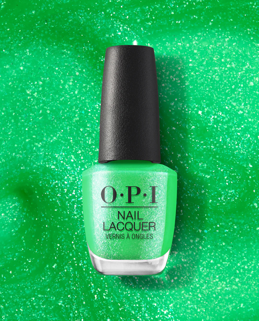 OPI Lime Of My Life nail polish in bright lime green color, glossy finish, with the product bottle visible in the image.