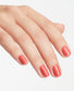 OPI Nail Polish in My Address Is Hollywood, showing vibrant coral-orange color in a sleek bottle with a brush applicator.