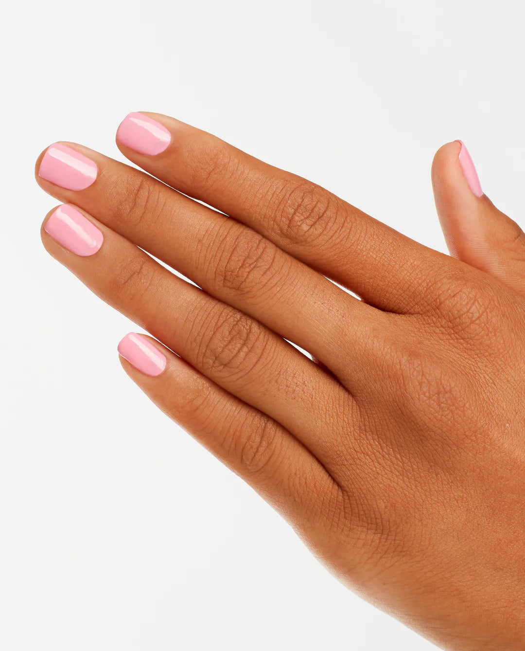 OPI Pink-ing of You nail polish bottle with pink nail polish swatch, showcasing the vibrant pink color for manicures.