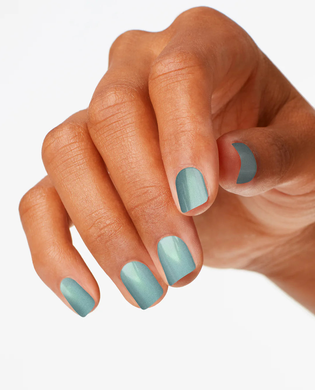 OPI Nail Polish in Sage Simulation shade, showing a smooth, glossy sage green color in a sleek bottle.
