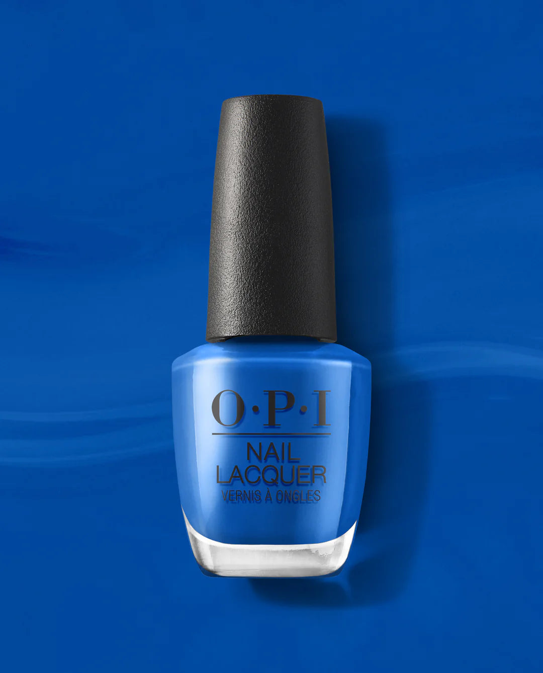 OPI Nail Polish Sea-ze The Day NLS076, vibrant blue nail lacquer with glossy finish, displayed in a stylish bottle.