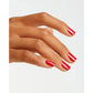 OPI nail polish in The Thrill Of Brazil shade, vibrant pink color, showcased on a nail with a smooth, glossy finish.