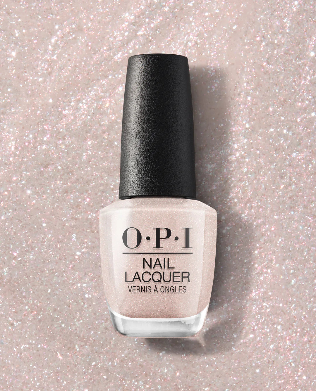 OPI Nail Polish Throw Me a Kiss NLSH2 bottle with shiny pink nail lacquer, showcasing the vibrant color and glossy finish.