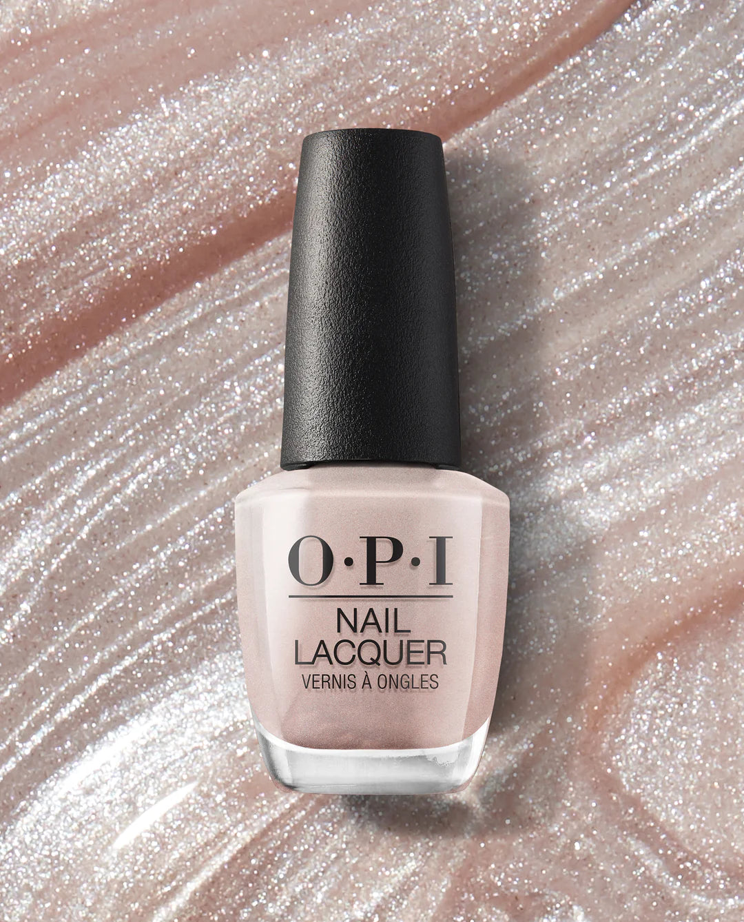 OPI Nail Polish in Throw Me a Kiss shade, showcasing the vibrant pink color in a sleek bottle with a black cap.