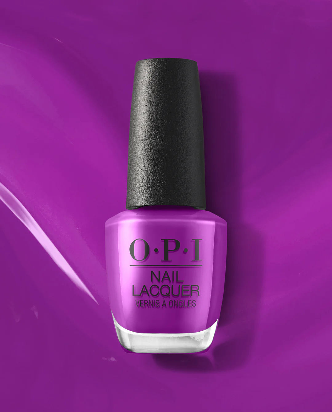 OPI Nail Polish Ultra Violet Daze NLS074, deep violet nail lacquer, glossy finish, vibrant purple color, close-up image
