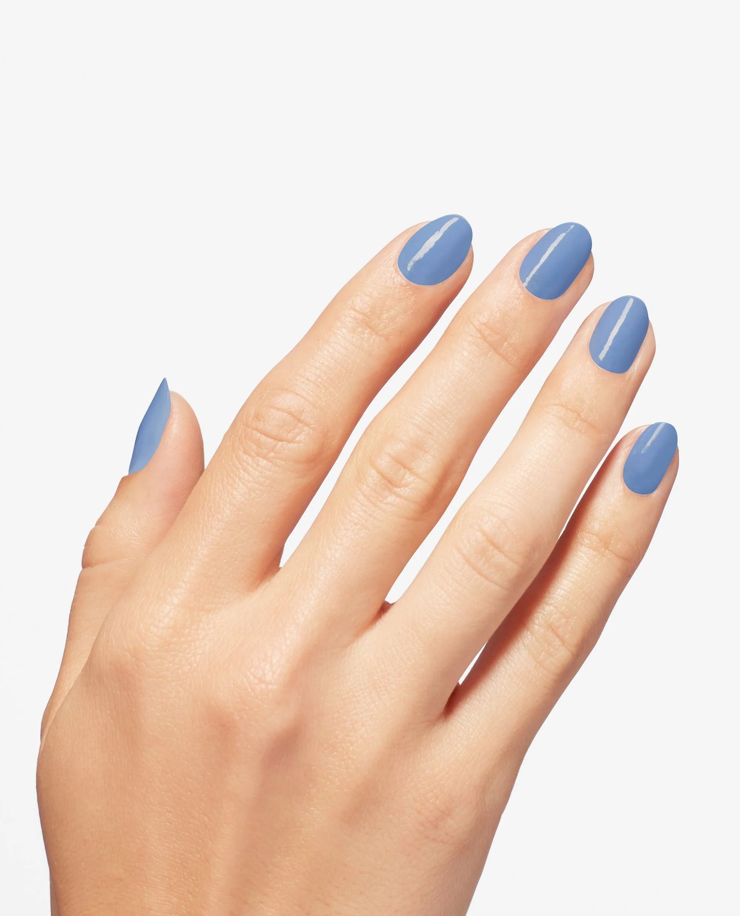 OPI Verified NLS019 nail polish bottle with black cap and clear glass showing the nail polish color inside.