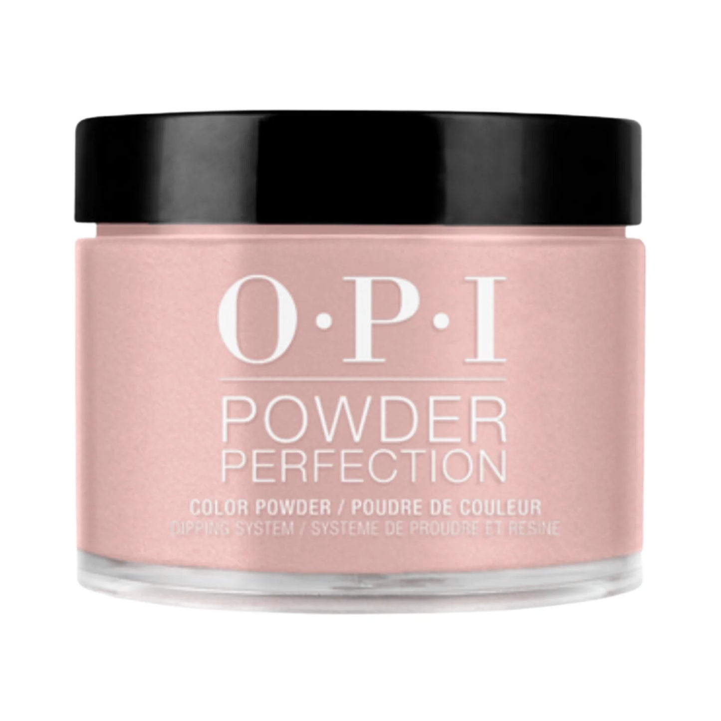 OPI Powder Perfection Barefoot in Barcelona powder nail color applied on nails in a natural finish.