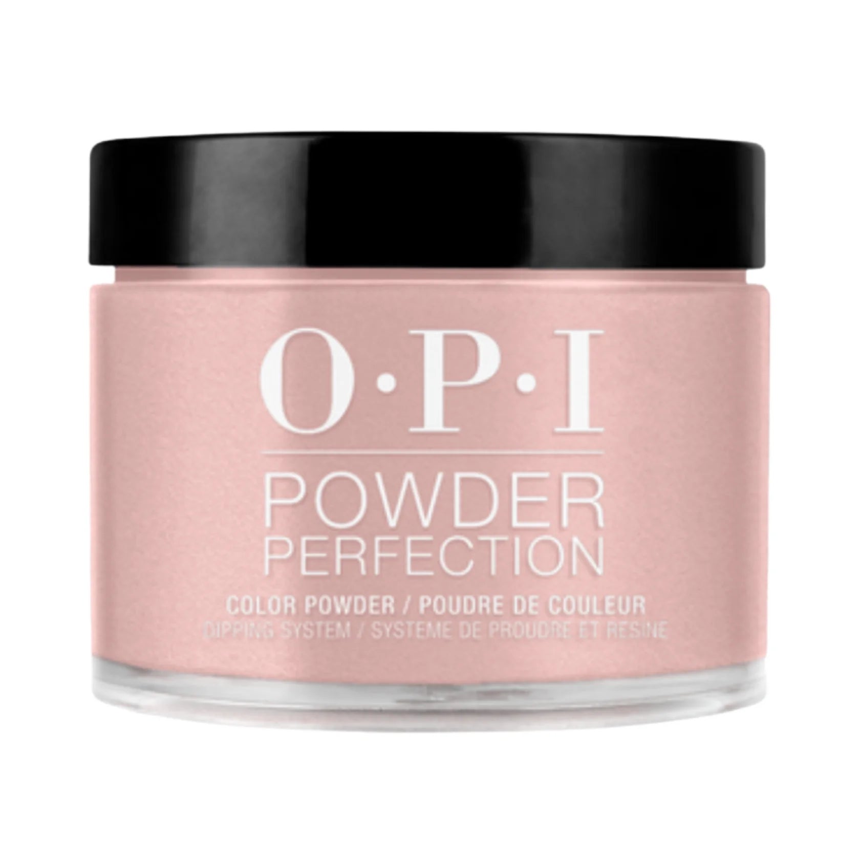 OPI Powder Perfection Barefoot in Barcelona powder nail color applied on nails in a natural finish.