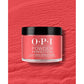 OPI Powder Perfection Cajun Shrimp #DPL64 dipping powder nail color applied on nails with a vibrant coral-pink finish.