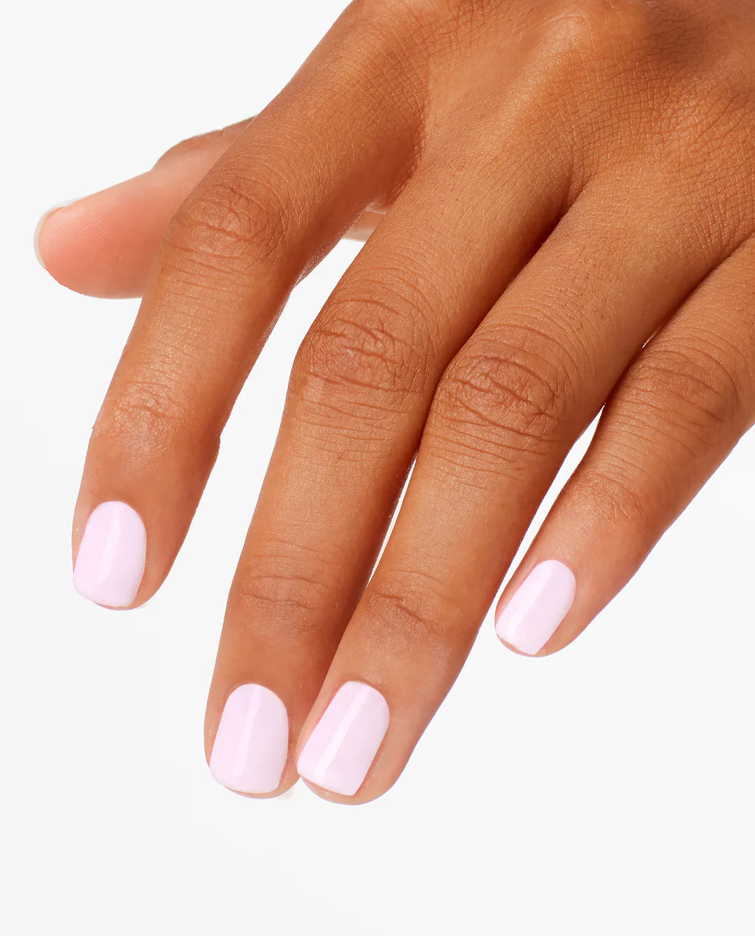 OPI Powder Perfection Love Is In The Bare powder nail color on neatly manicured nails, showcasing a nude, natural finish.