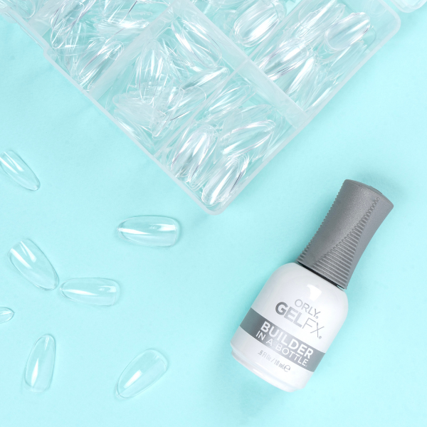 Orly Gel FX Builder In A Bottle gel nail polish with a 1.2 oz bottle, shown with the gel applicator tip and product name.