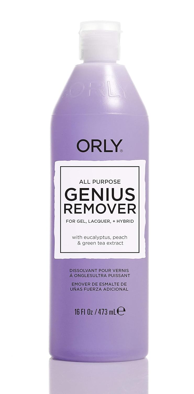 Orly Gel FX Genius Remover in a 16oz bottle for gel nail polish removal, part of Orly Treatments nail care line.