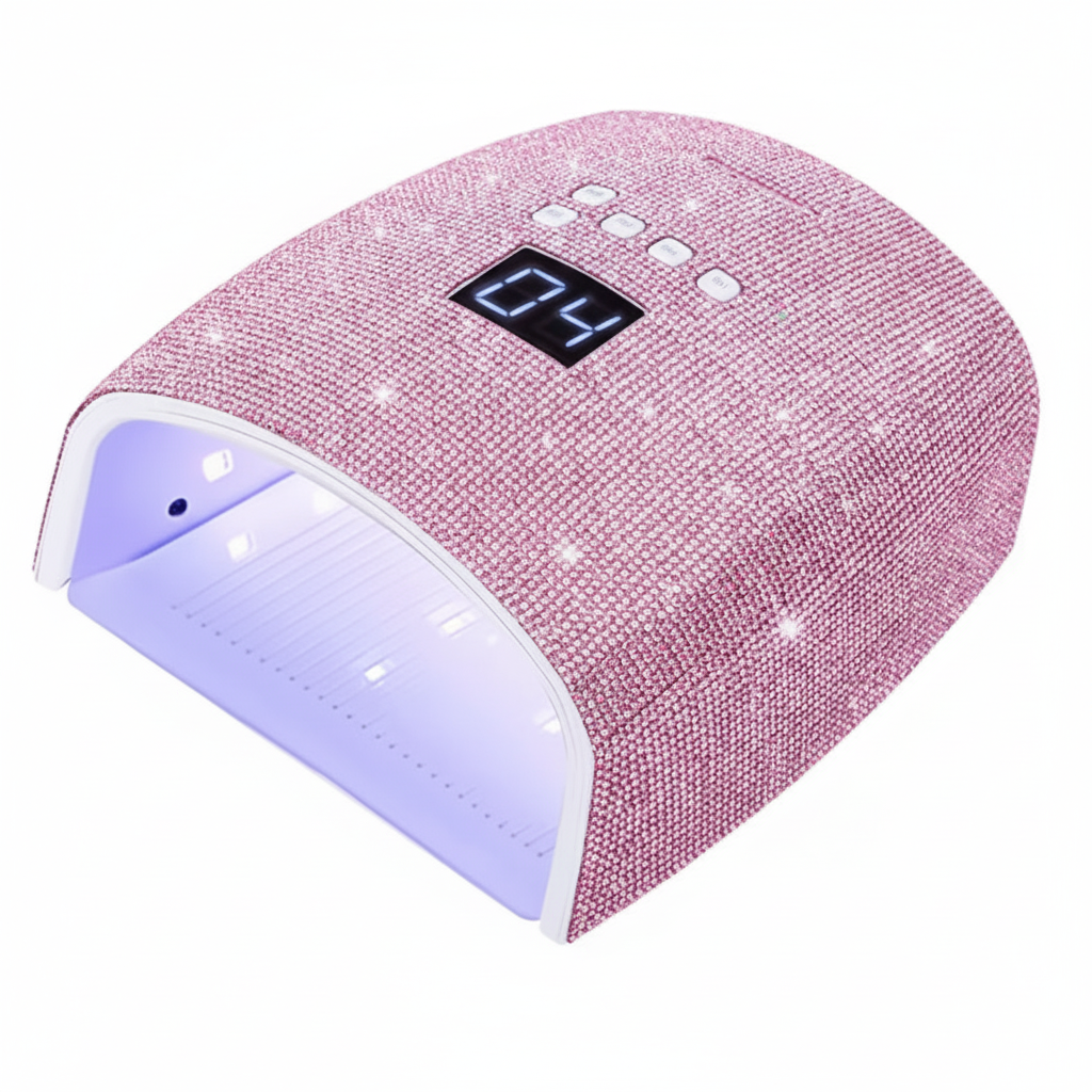 UNS Rhinestone UV/LED Nail Lamp for fast curing, compact nail tool with sparkling rhinestone design and digital timer display