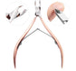 Rose gold nail tools set with cuticle nipper and pusher for removing dead skin, by Sofi Art.
