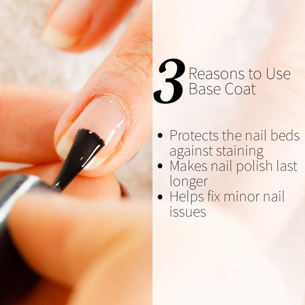 Seche Crystal Clear Base Coat nail polish bottle, 0.5 oz (14 mL), with transparent liquid and Seche branding on the label.