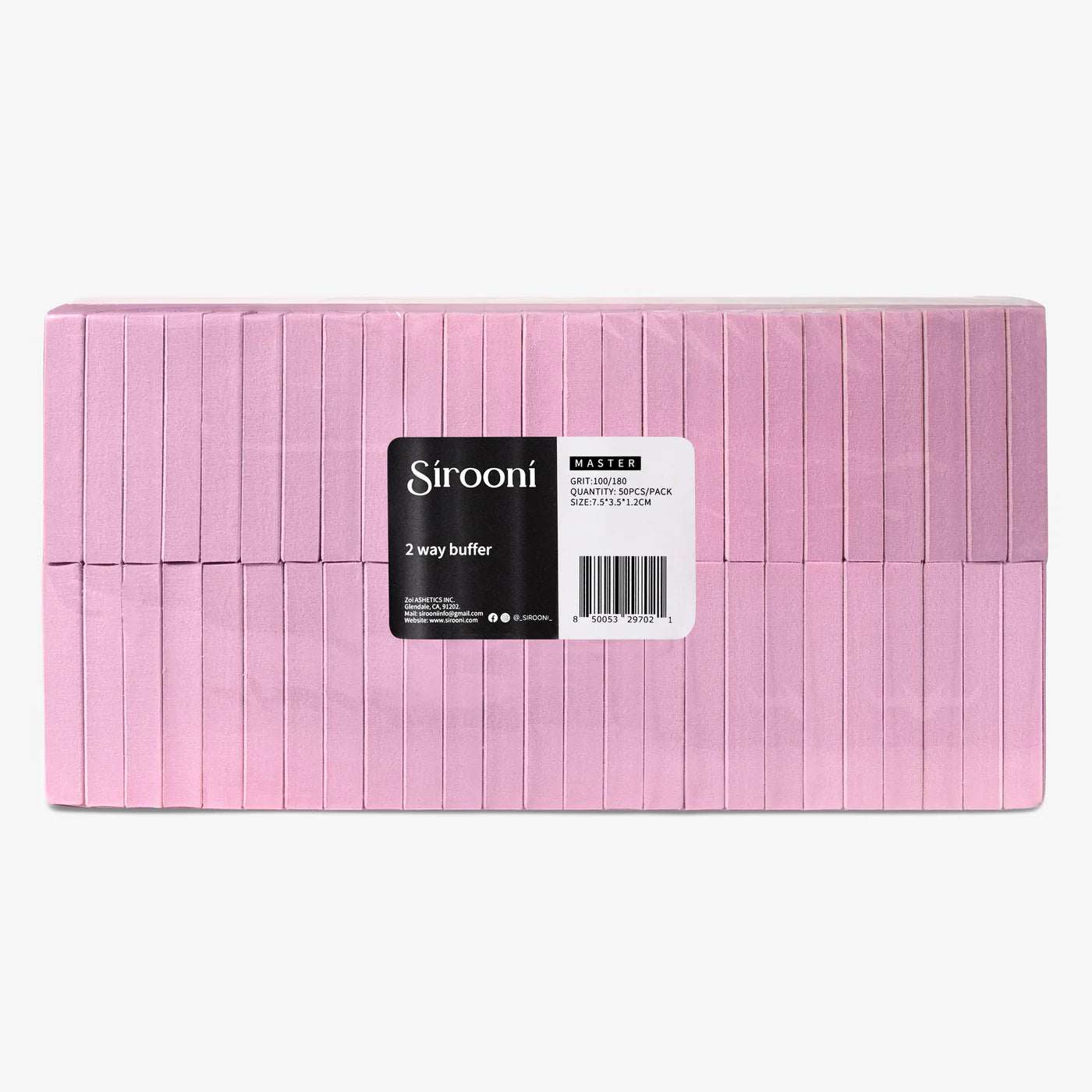 Sirooni Nail Buffer Rectangle Large – 100/180 Grit, 50PCS Pink - Universal Nail Supplies