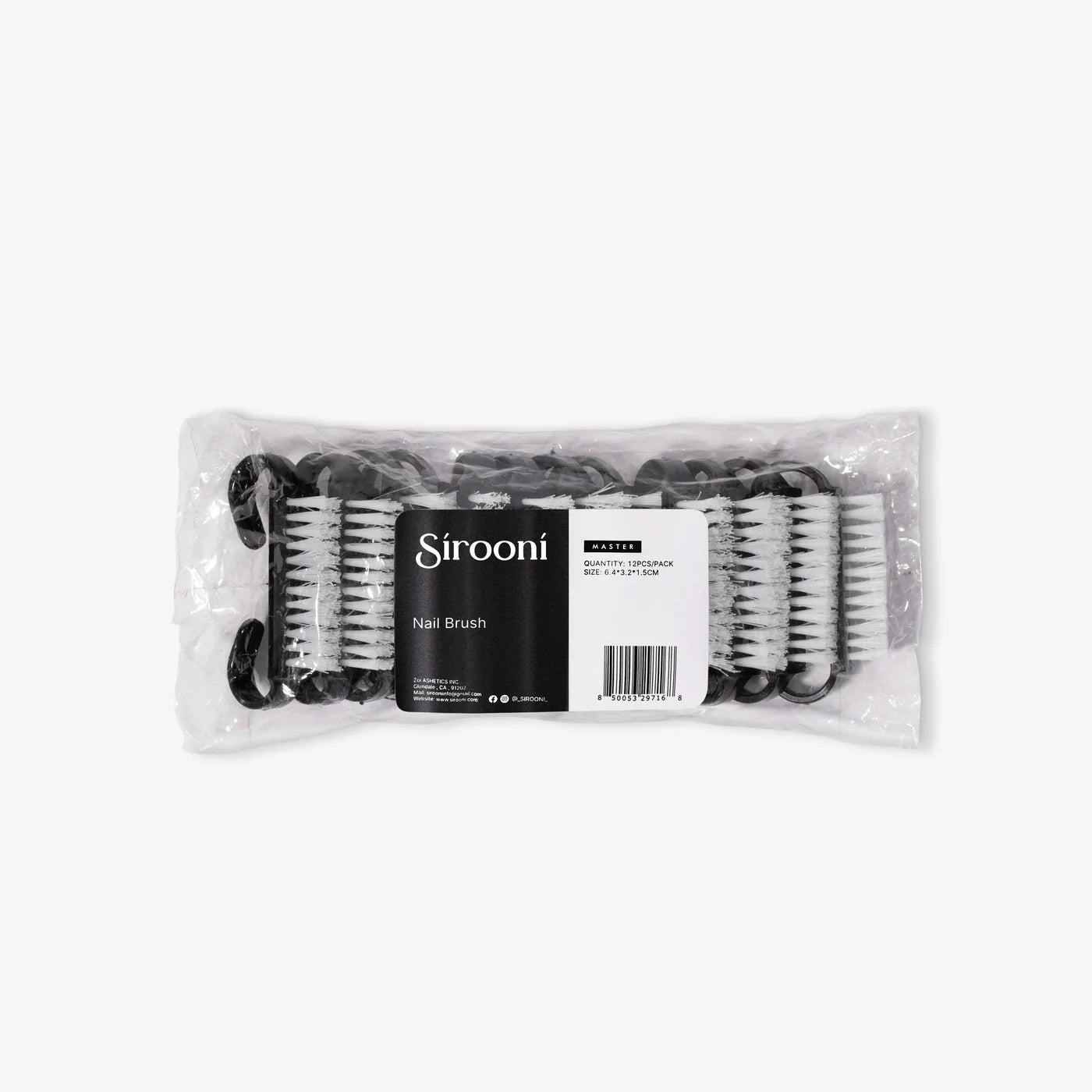 Sirooni Nail Cleaning Brush Set - 12 PCS  Pack, Black - Universal Nail Supplies