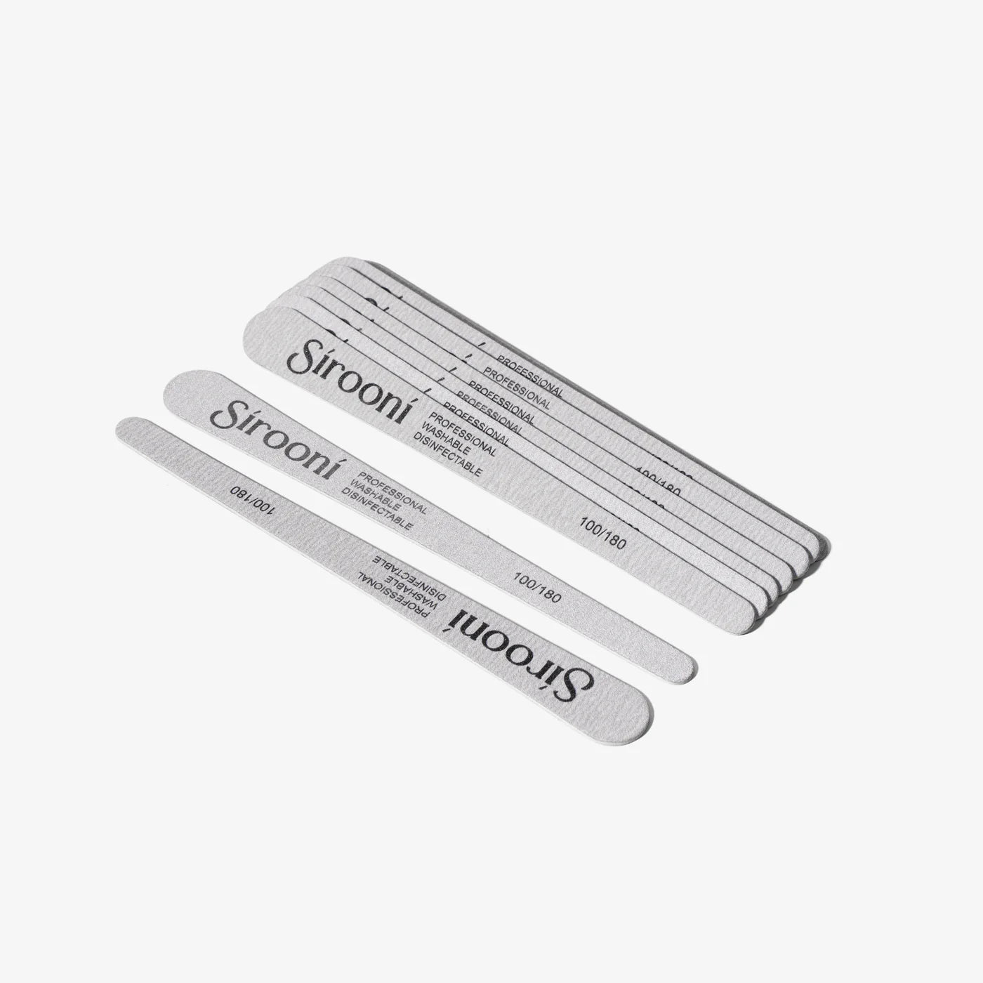 Set of 50 Sirooni Wooden Nail Files with 100/180 grit, designed for professional nail shaping and finishing.
