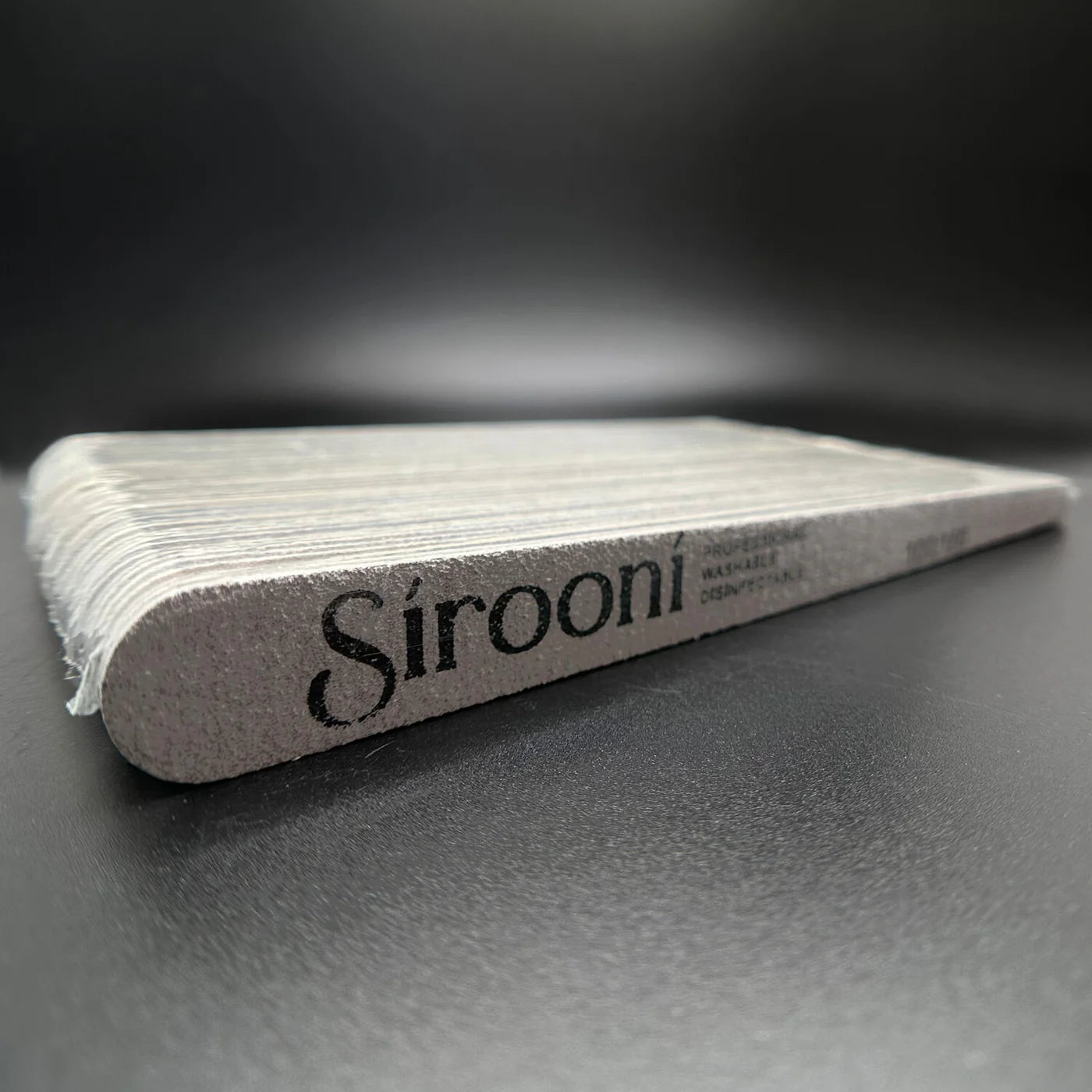 Set of 50 Sirooni nail files with wooden handles, 100/180 grit, designed for professional nail care and top coat application.