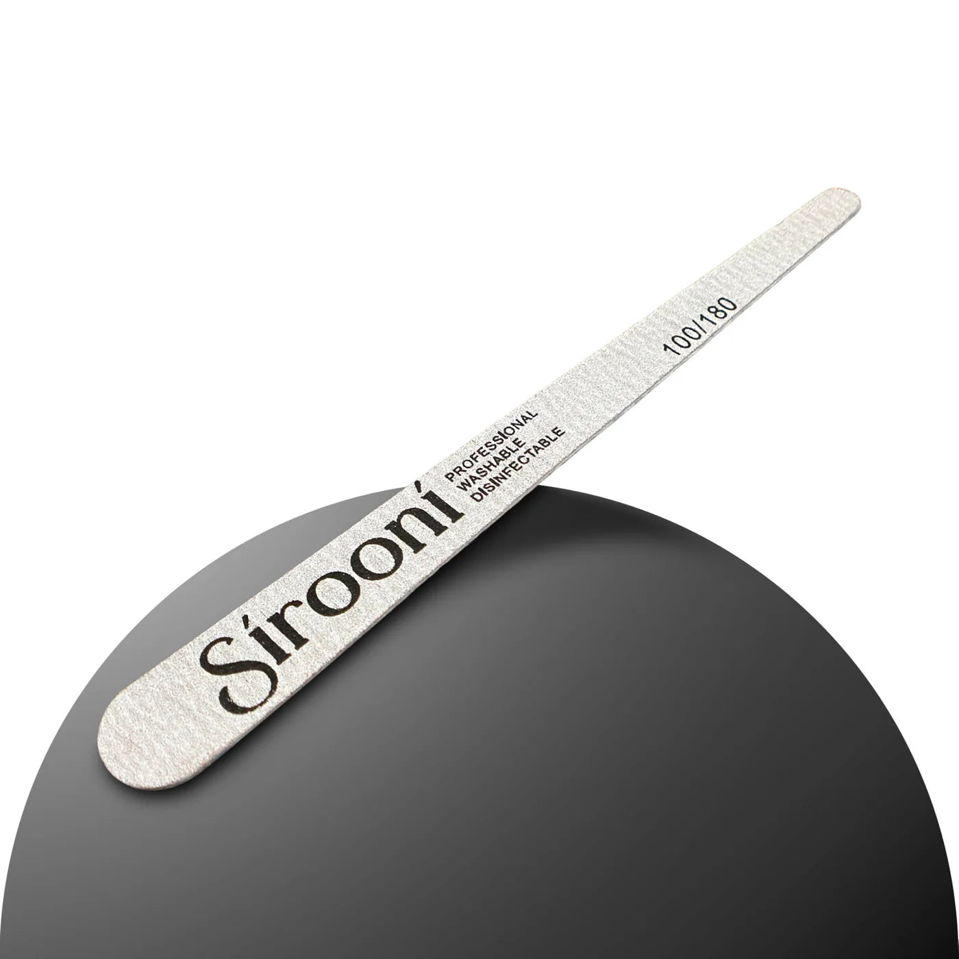 Set of 50 Sirooni wooden nail files with 100/180 grit, ideal for professional nail care and top coat application.