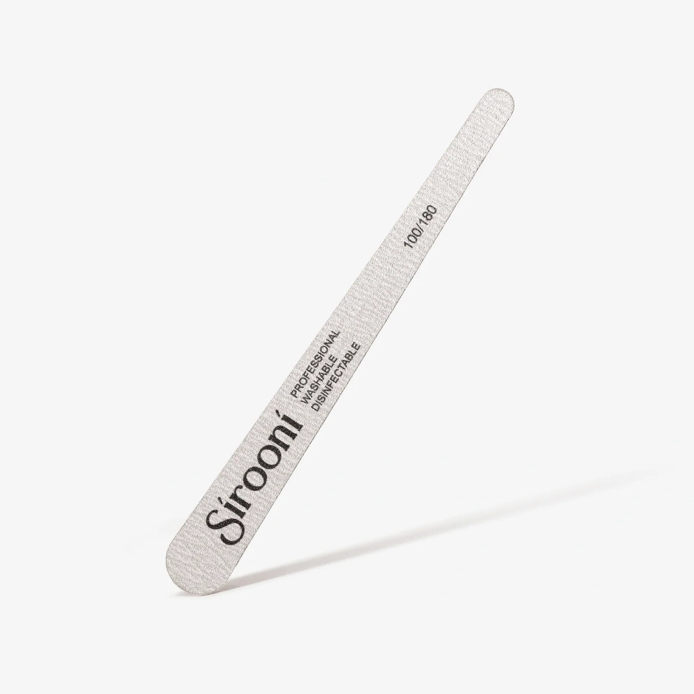 Set of 50 Sirooni wooden nail files with 100/180 grit, designed for professional nail shaping and top coat application.