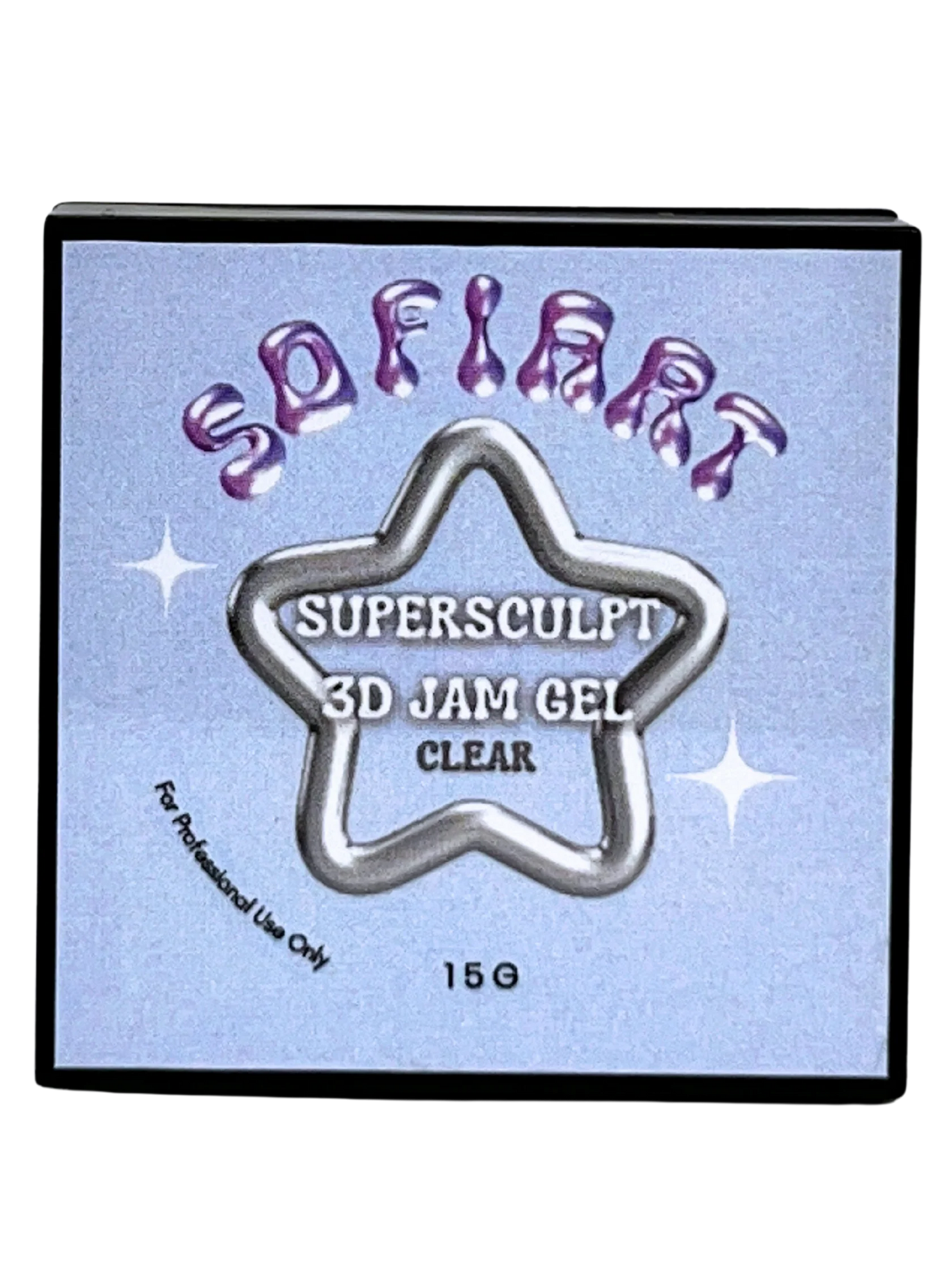 SofiArt SuperSculpt 3D Jam Gel in clear, gel polish tube with applicator tip, designed for nail sculpting and 3D nail art.