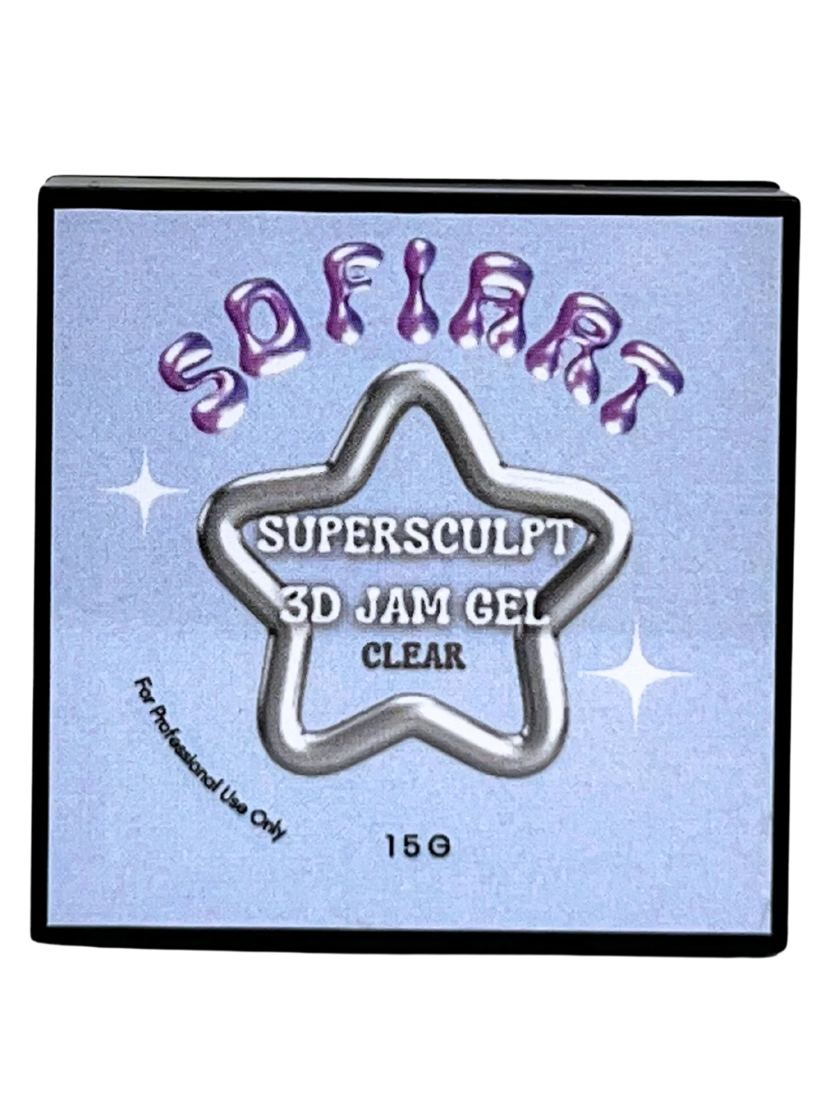 SofiArt SuperSculpt 3D Jam Gel in clear, gel polish tube with applicator tip, designed for nail sculpting and 3D nail art.