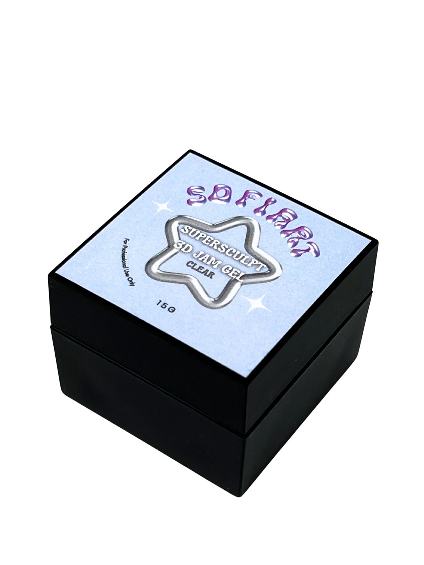 SofiArt SuperSculpt 3D Jam Gel in clear, a thick gel polish for sculpting and nail art, shown in side view.