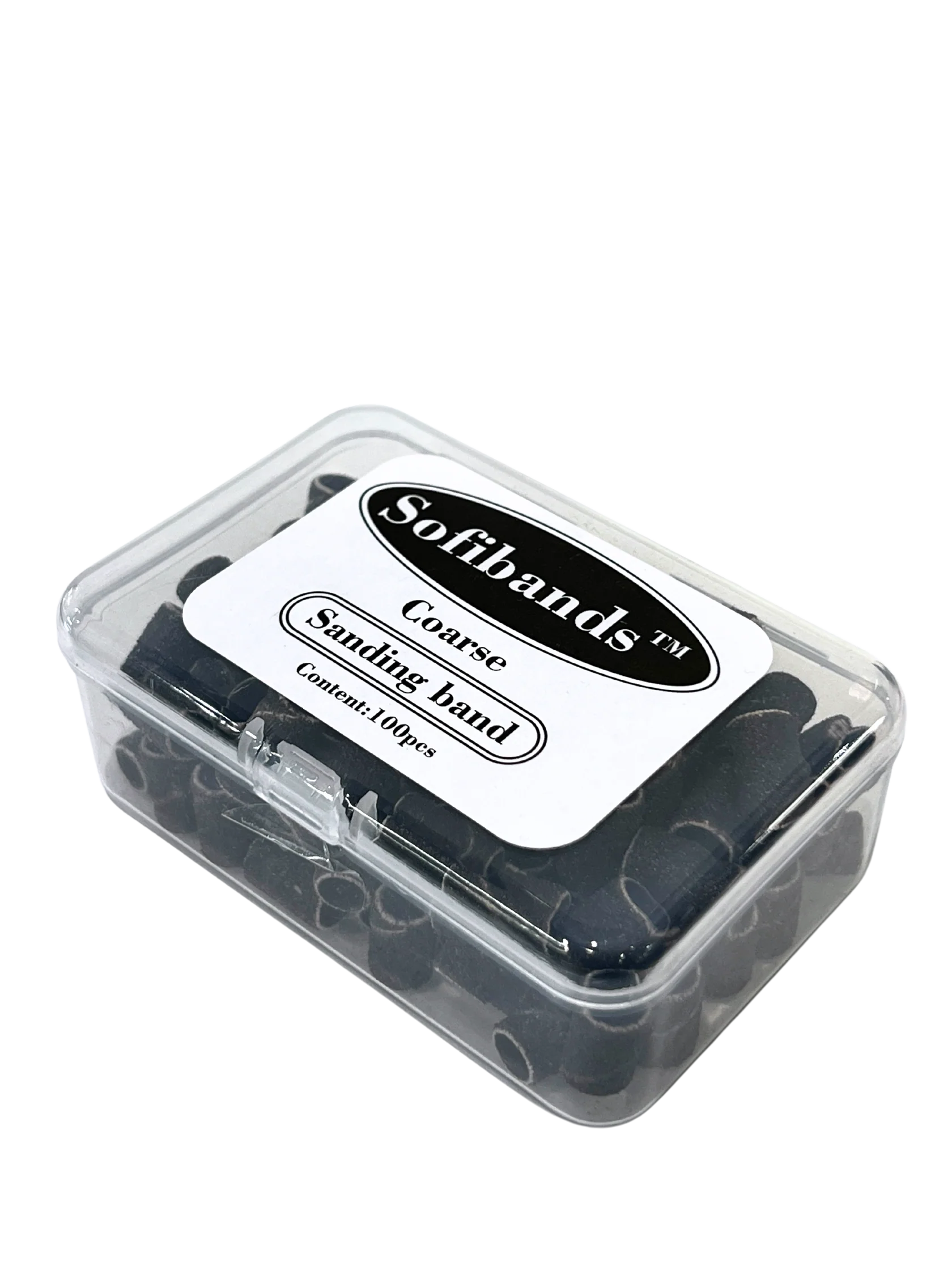 Coarse brown Sofibands™ sanding bands for nail tools by UNS, used for shaping and smoothing nails.