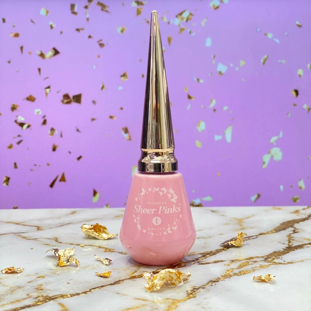 Sofi Glaze Sheer Pink Gel Polish from shades #6 to #15, Hema and TPO free, displaying smooth, glossy gel nails.