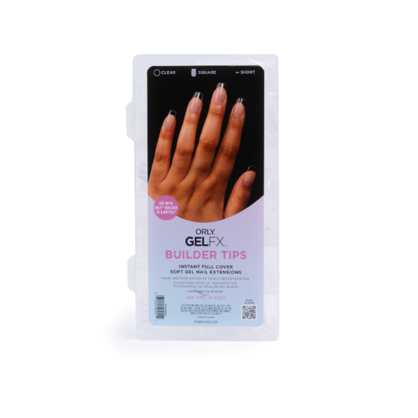 Orly GELFX Builder Tips - Natural Square Short (550 pc) - Universal Nail Supplies